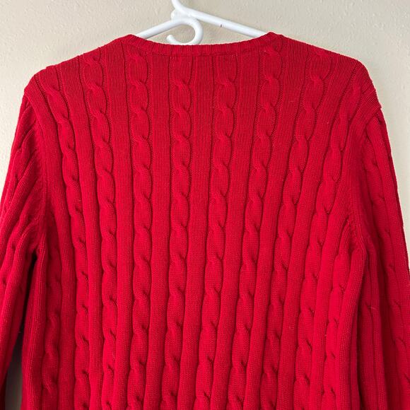 Vintage Chaps Ralph Lauren cable knit crewneck sweater 90s Y2K academia preppy M - Picture 10 of 13